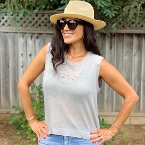 POL Gray knit tank. Follow your heart embroidered on front